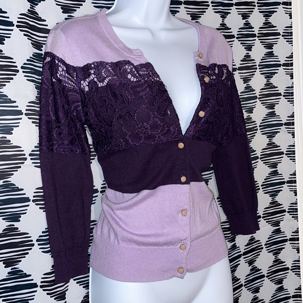 New York & Co purple 3/4 sleeve cardigan